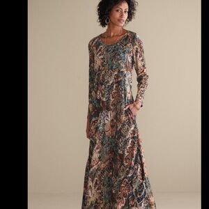 Soft Surrounding Santiago Mixed Print Paisley Maxi Long Sleeved Dress Size Small